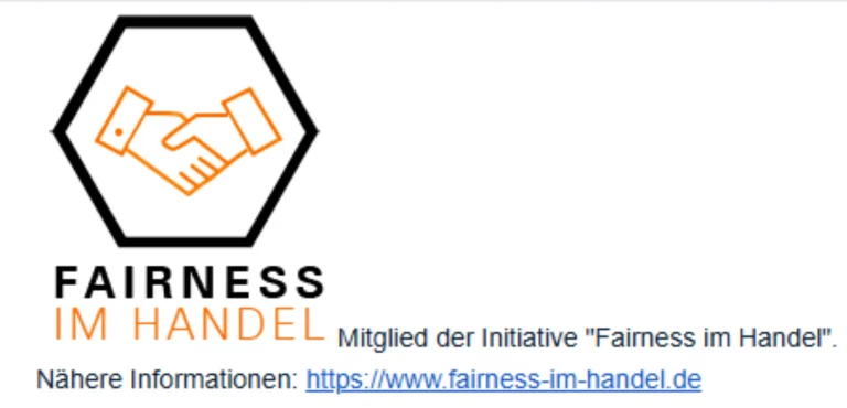 Logo der Initiative Fairness im Handel mit Handschlag-Symbol – SHINDOD steht für transparente und faire Geschäftspraktiken